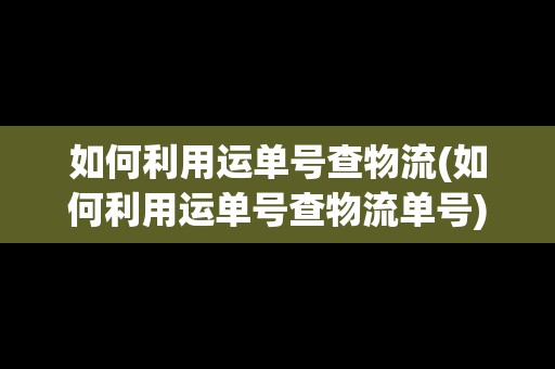 如何利用運(yùn)單號(hào)查物流(如何利用運(yùn)單號(hào)查物流單號(hào))